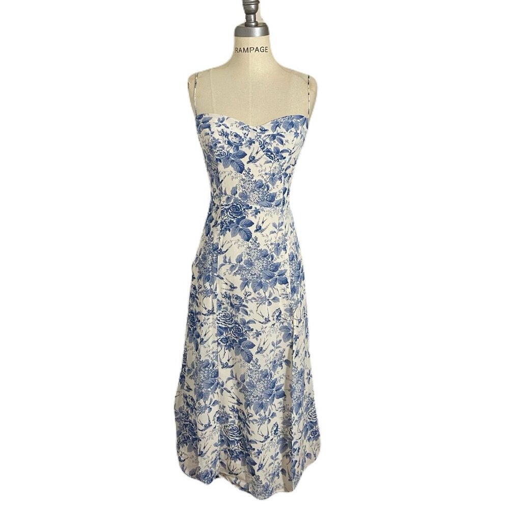 Reformation Women’s Juliette Chinoiserie Blue Ivory Print Dress Sz 6 NWT